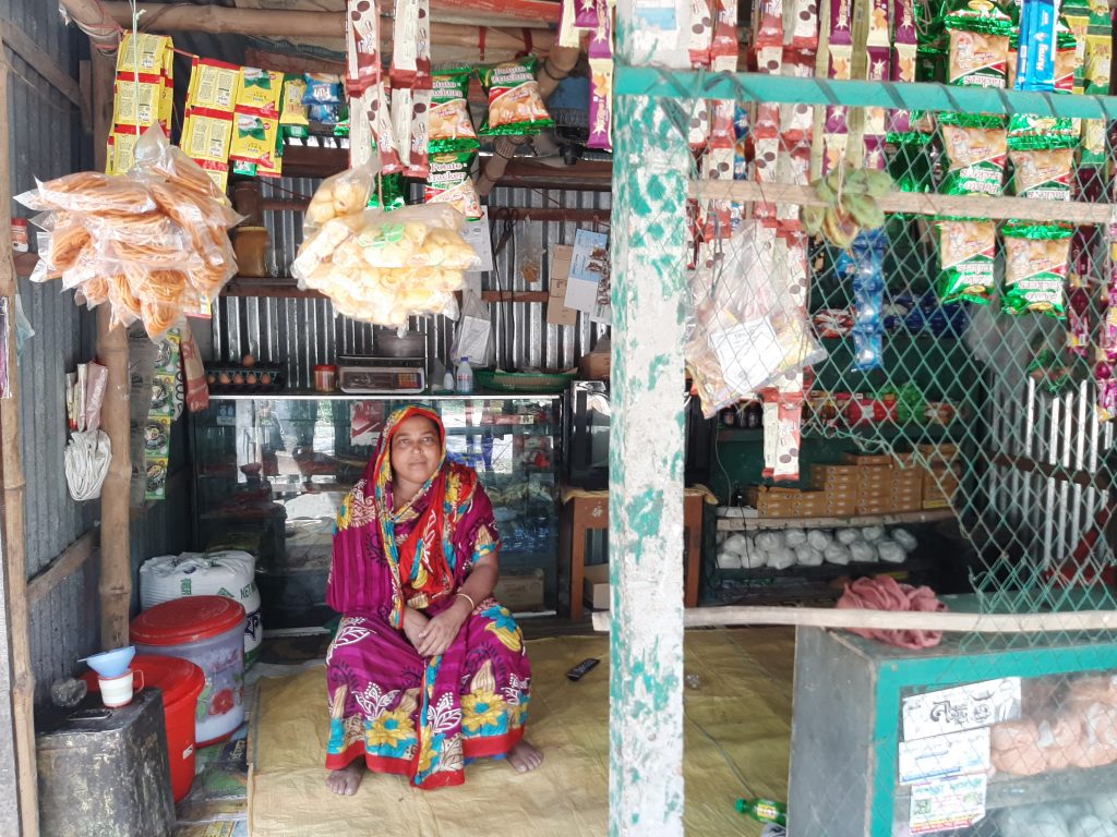Feroza Begum at her grocery shop.